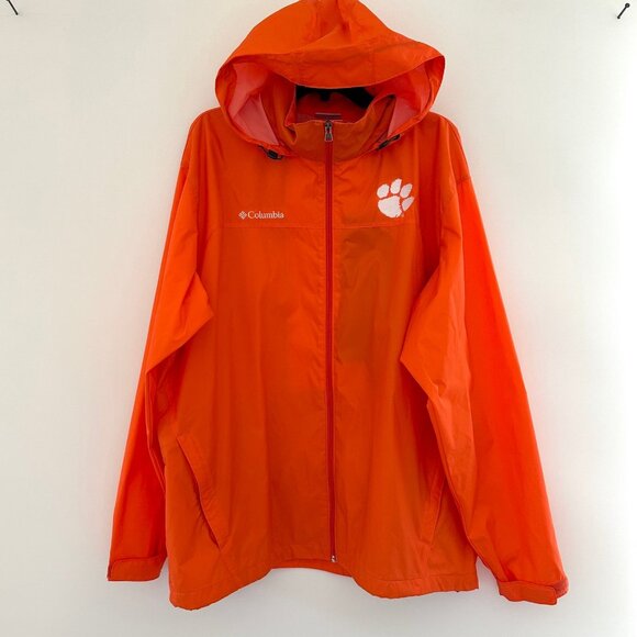 Columbia Mens Clemson Tigers Windbreaker Rain Jacket Size XL Orange Lightweight - Picture 1 of 9